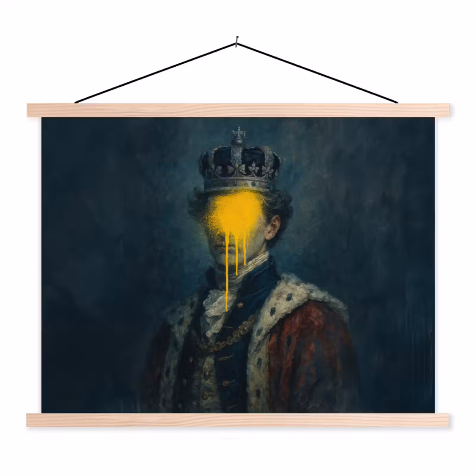 Schoolplaat - Koning - Portret - Druipende gele verf — 1