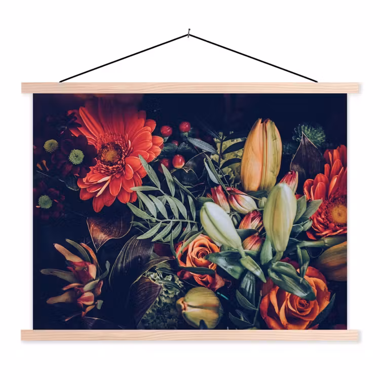 Schoolplaat - Boeket - Stilleven - Bloemen - Planten - Rood — 1