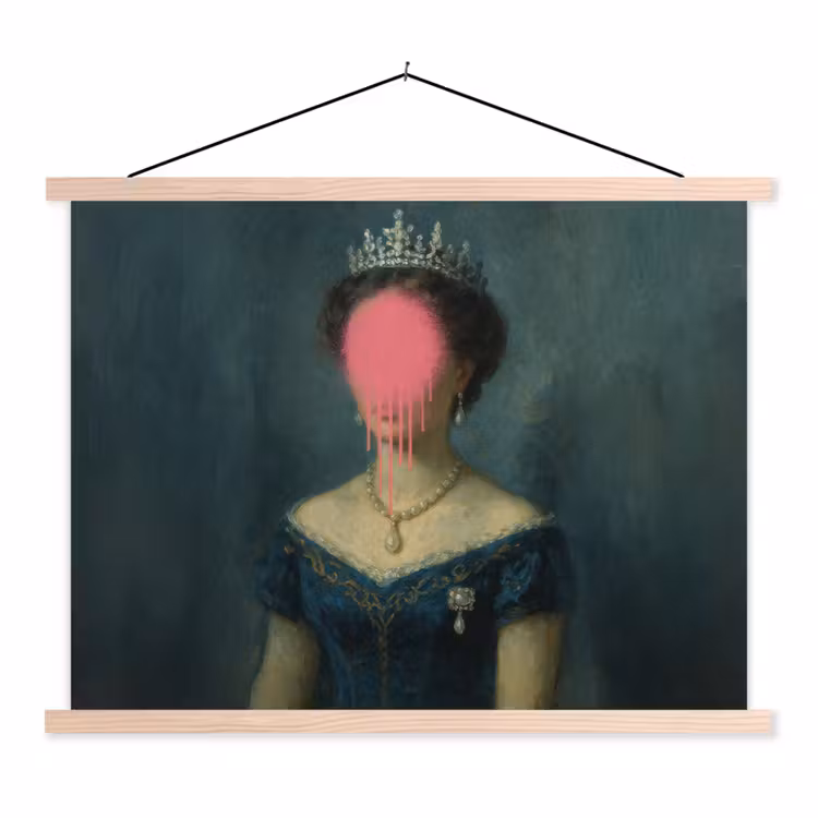 Schoolplaat - Kroon - Roze druipend verf - Portret — 1