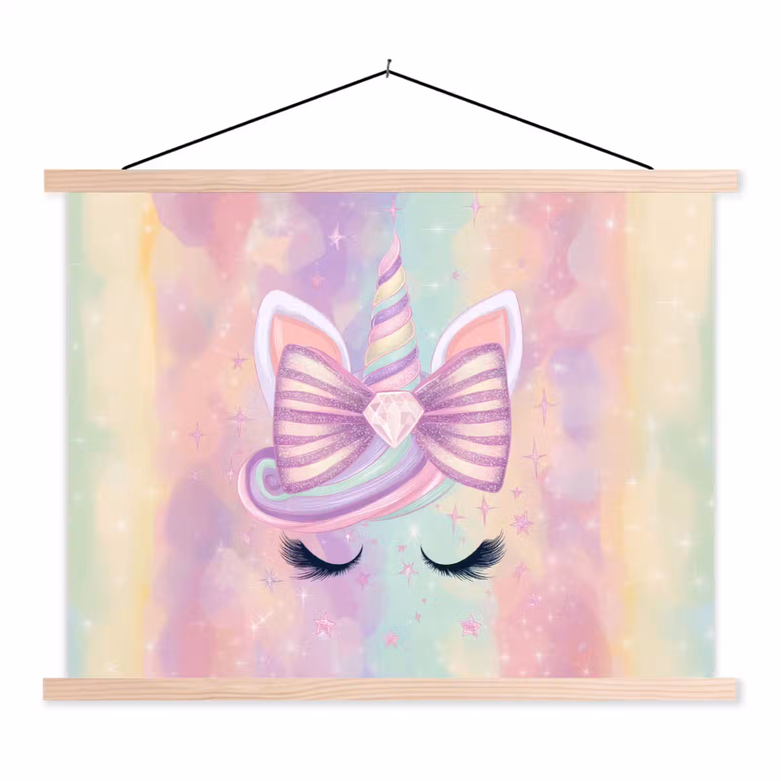 Schoolplaat - Eenhoorn - Glitters - Regenboog - Pastel — 1
