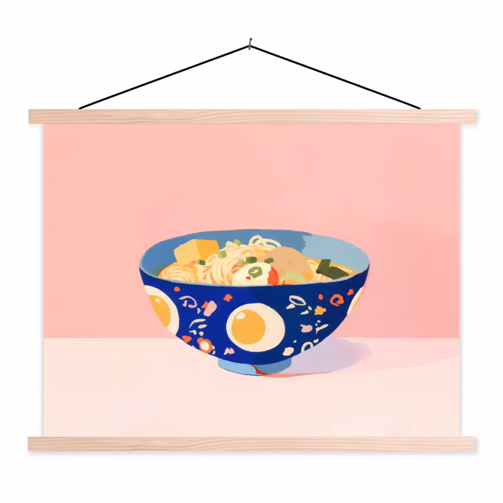 Schoolplaat - Noodles - Kom - Blauw - Illustratie — 1