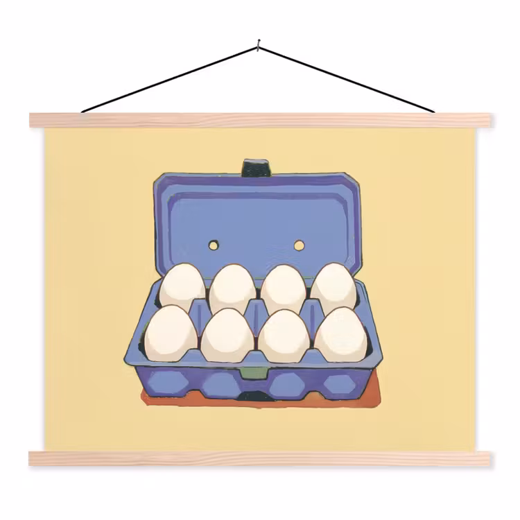 Schoolplaat - Eieren - Doos - Minimalistisch - Blauw — 1