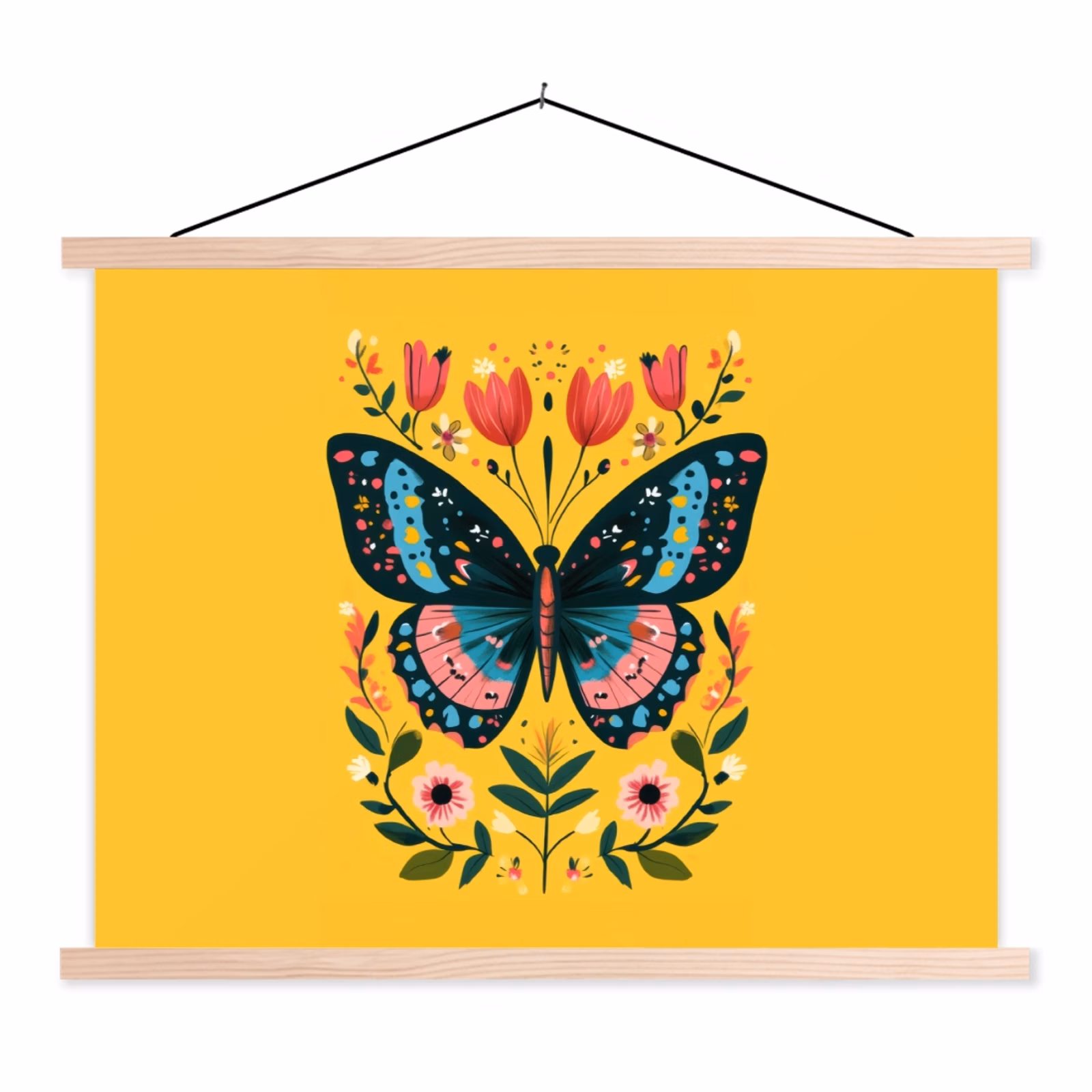 Schoolplaat - Bloemen - Kleurrijk - Vlinder - Sierlijk — 1