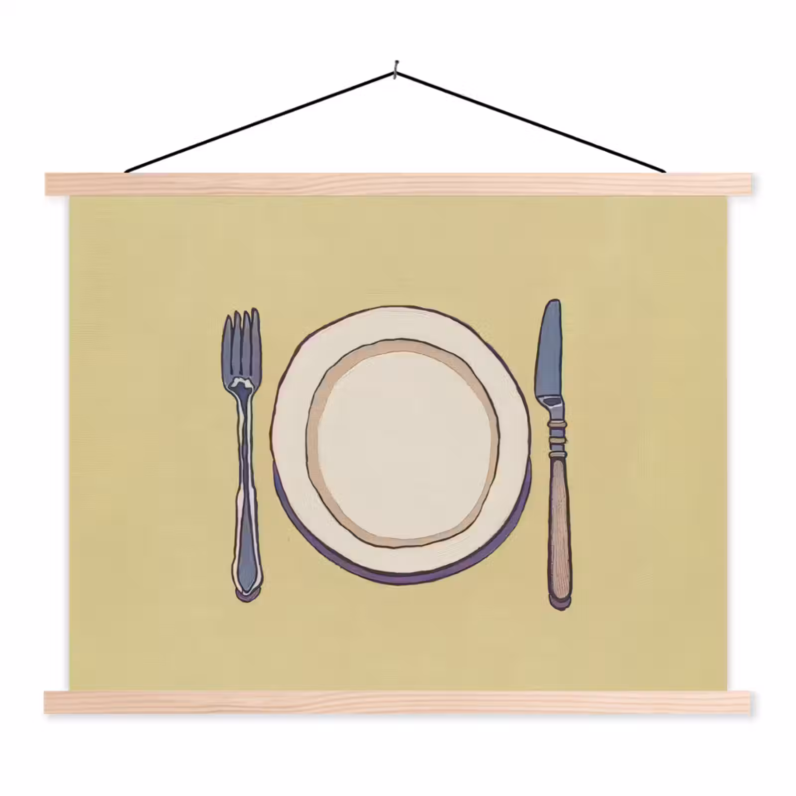 Schoolplaat - Illustratie - Bord - Bestek - Beige — 1