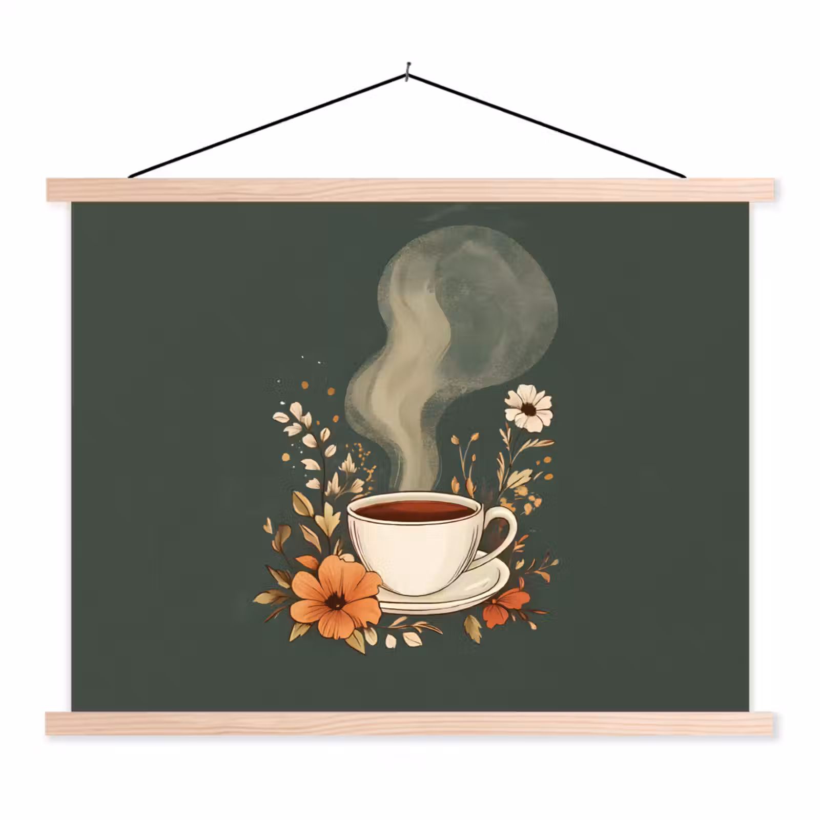 Schoolplaat - Kop - Bloemen - Groen - Koffie — 1