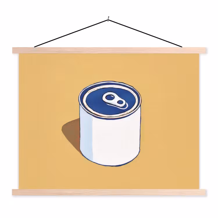 Schoolplaat - Blikje - Minimalistisch - Blauw - Illustratie — 1