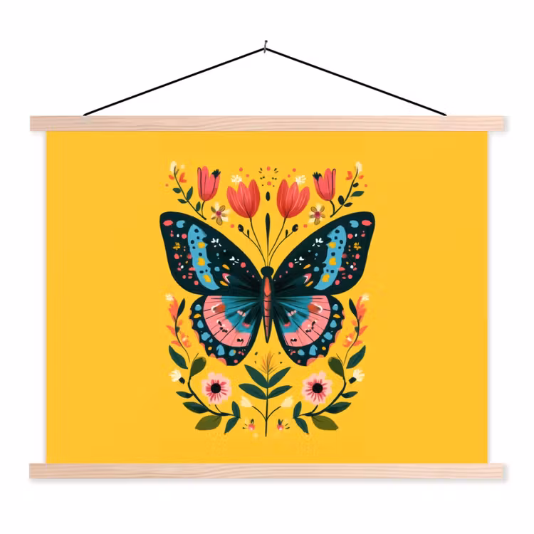 Schoolplaat - Bloemen - Kleurrijk - Vlinder - Sierlijk — 1