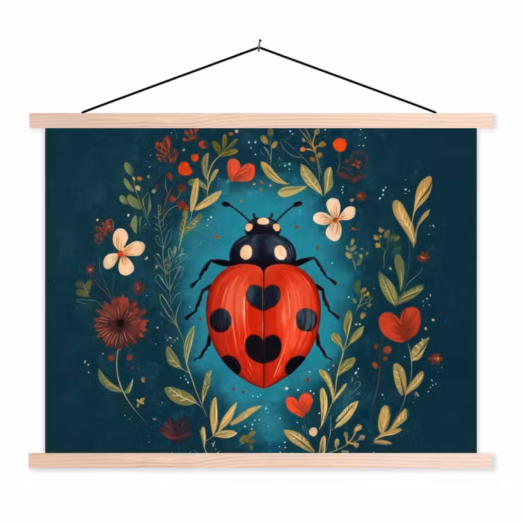 Schoolplaat - Bloemen - Lieveheersbeestje - Hartje - Rood — 1
