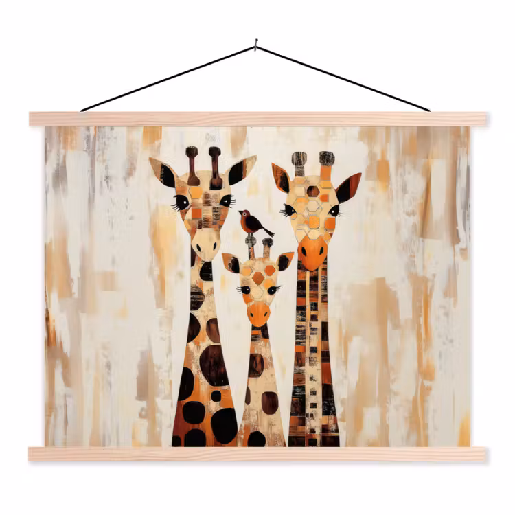 Schoolplaat - Giraffen - Cartoon - Crème — 1