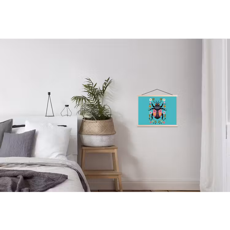 Schoolplaat - Kever - Bloemmotieven - Turquoise - Bladeren — 2