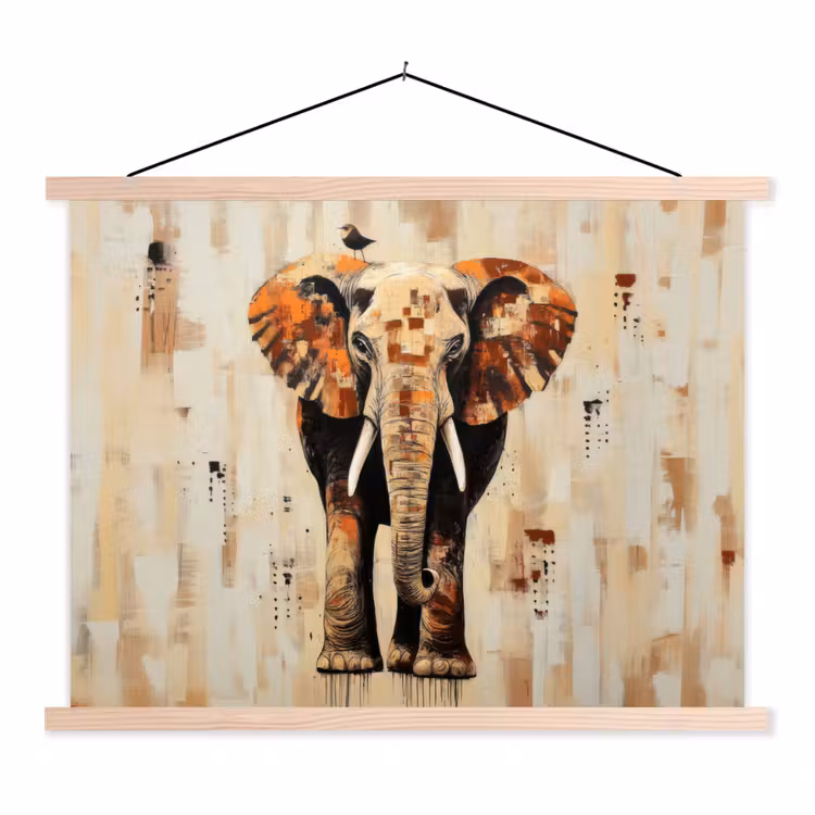 Schoolplaat - Olifant - Slurf - Mozaïek - Abstract — 1