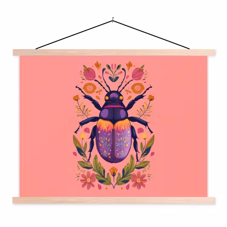 Schoolplaat - Paars - Kever - Stipjes - Bloemen — 1