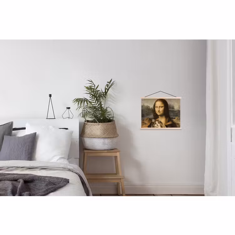 Schoolplaat - Mona Lisa - Kat - Leonardo da Vinci - Vintage - Kunstwerk - Oude meesters - Schilderij — 2