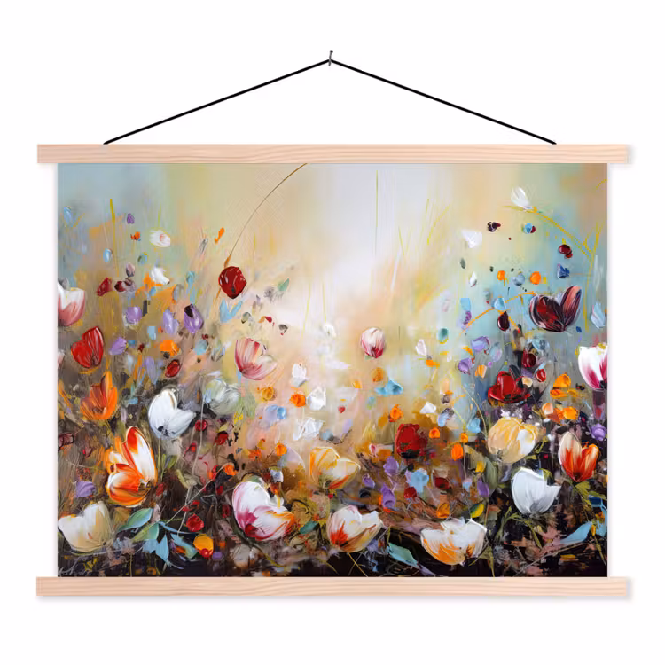 Schoolplaat - Olieverf - Bloemen - Kleurrijk - Natuur — 1