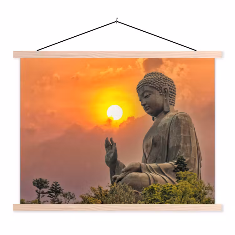 Schoolplaat - Buddha - Zonsondergang - Boeddha beelden - Planten — 1