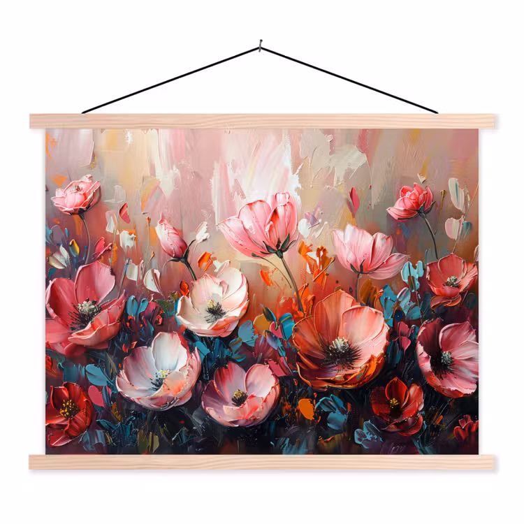 Schoolplaat - Klaprozen - Roze - Bloemen - Botanisch - Kunst — 1