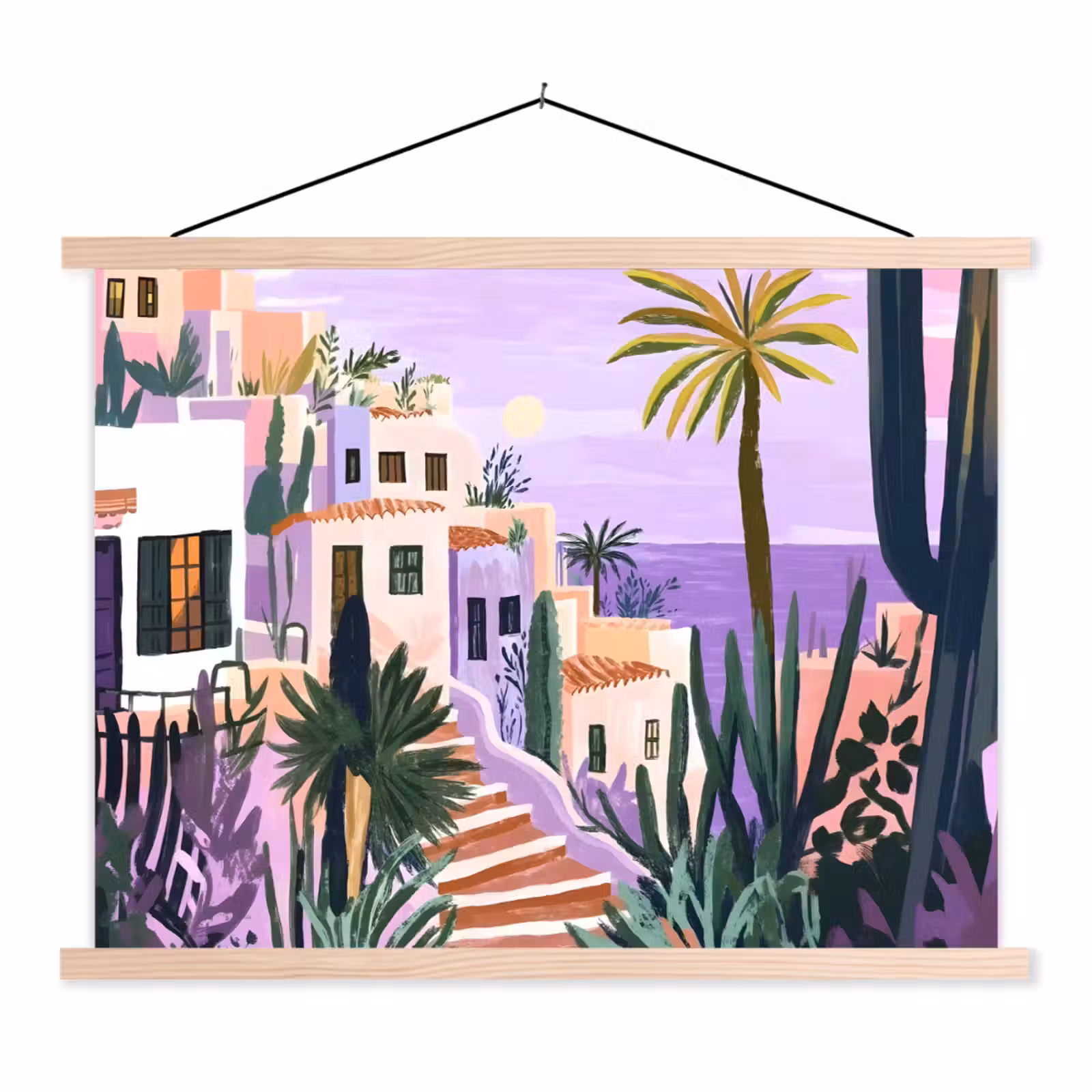 Schoolplaat - Huizen - Minimalistisch - Palmbomen - Kust — 1