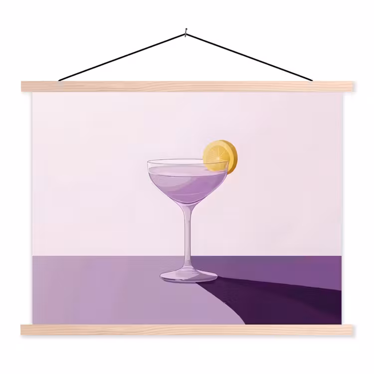 Schoolplaat - Cocktail - Paars - Minimalistisch - Citroen — 1