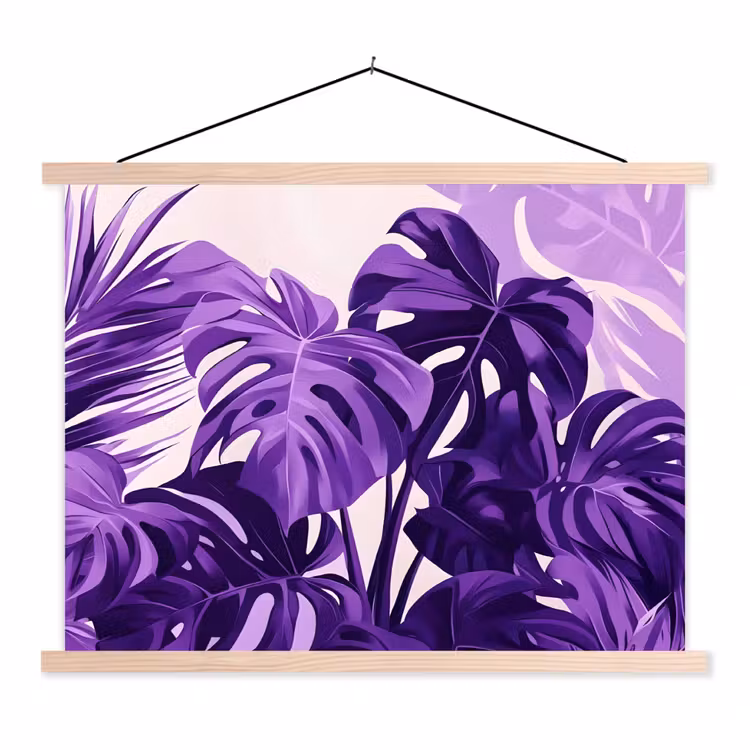 Schoolplaat - Bladeren - Paars - Tropisch - Abstract — 1