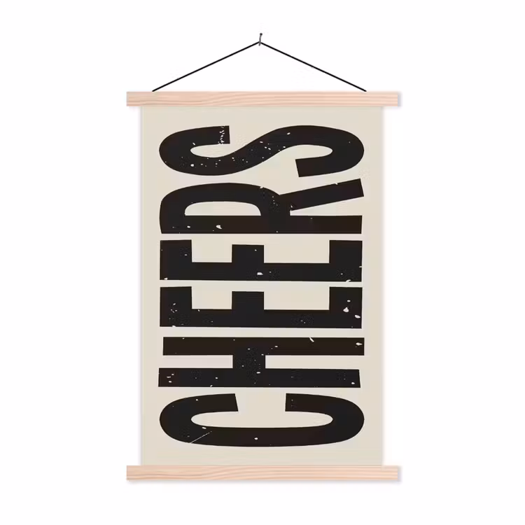Schoolplaat - Cheers - Japandi - Zwart - Letters — 1