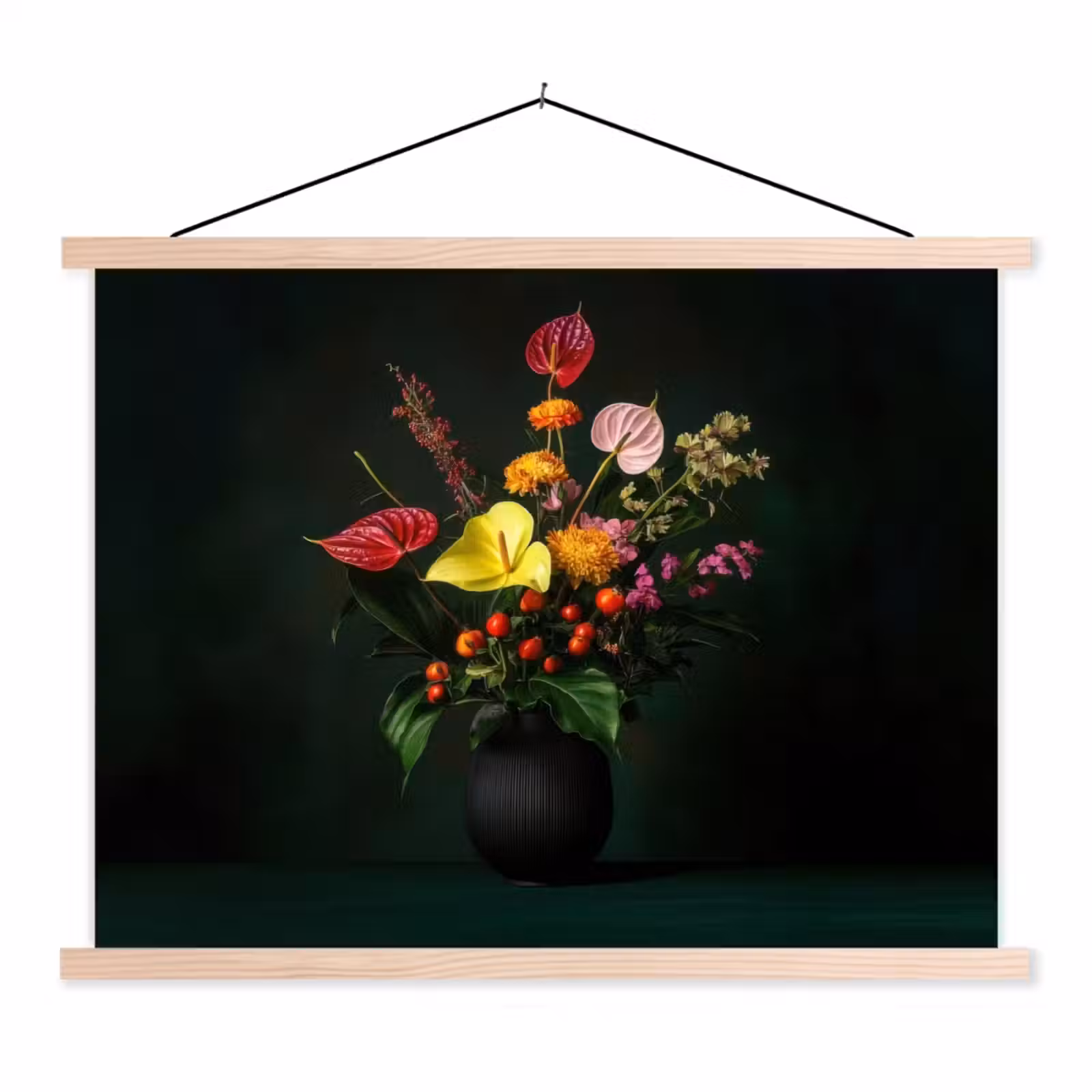 Schoolplaat - Bloemen - Vaas - Zwart — 1