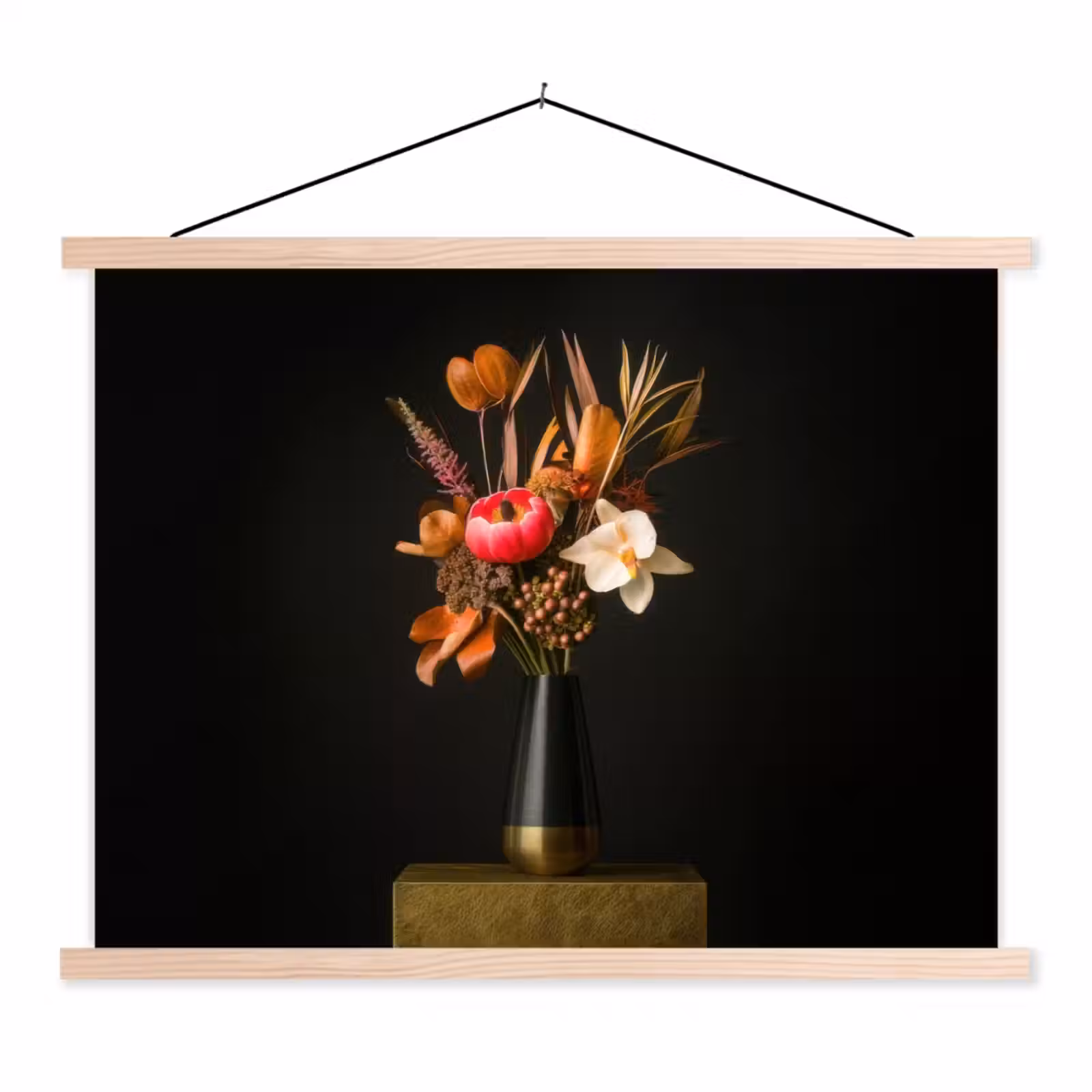 Schoolplaat - Boeket - Oranje - Gouden - vaas — 1
