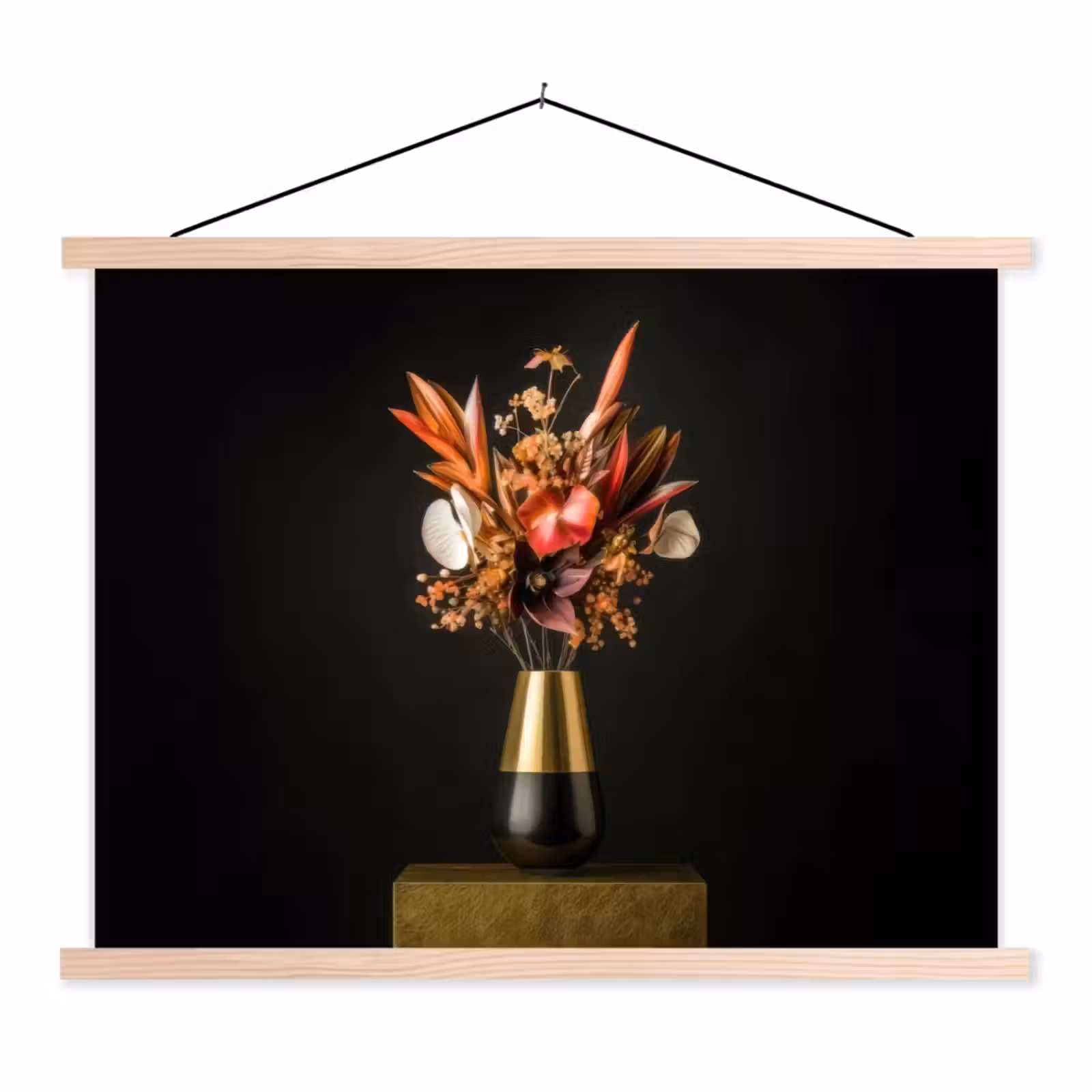 Schoolplaat - Exotisch - Boeket - Vaas - Goud — 1