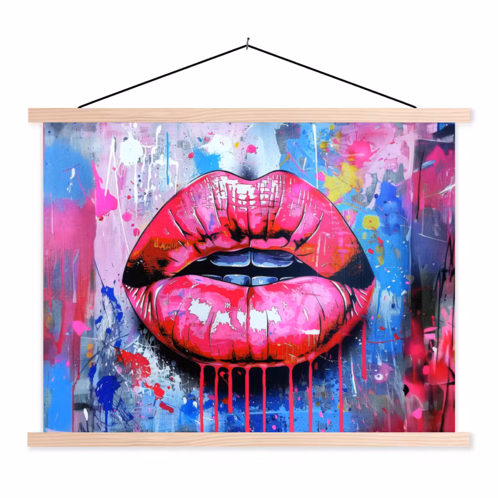 Schoolplaat - Graffiti - Lippen - Felroze - Geschilderd — 1