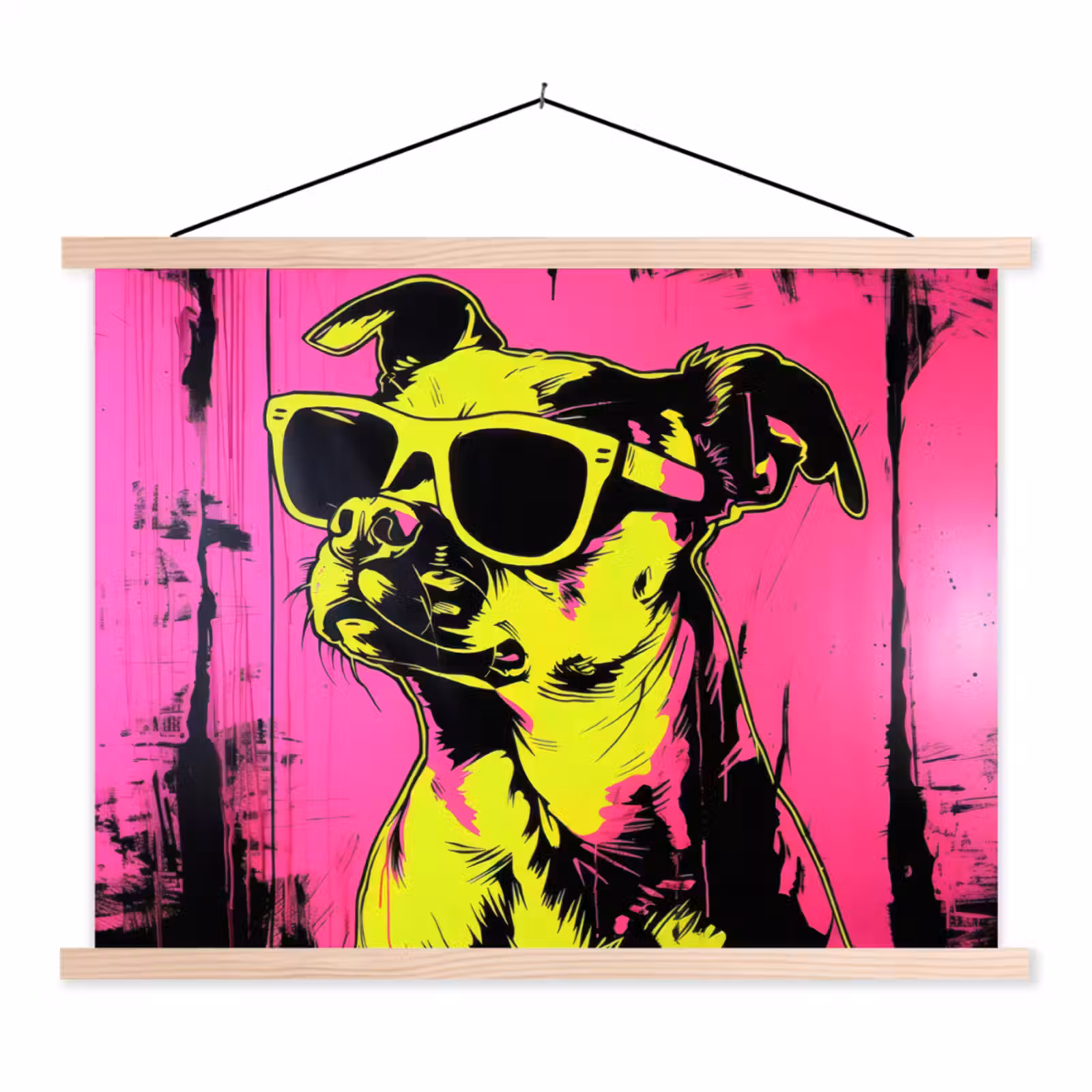 Schoolplaat - Hond - Zonnebril - Roze - Art — 1
