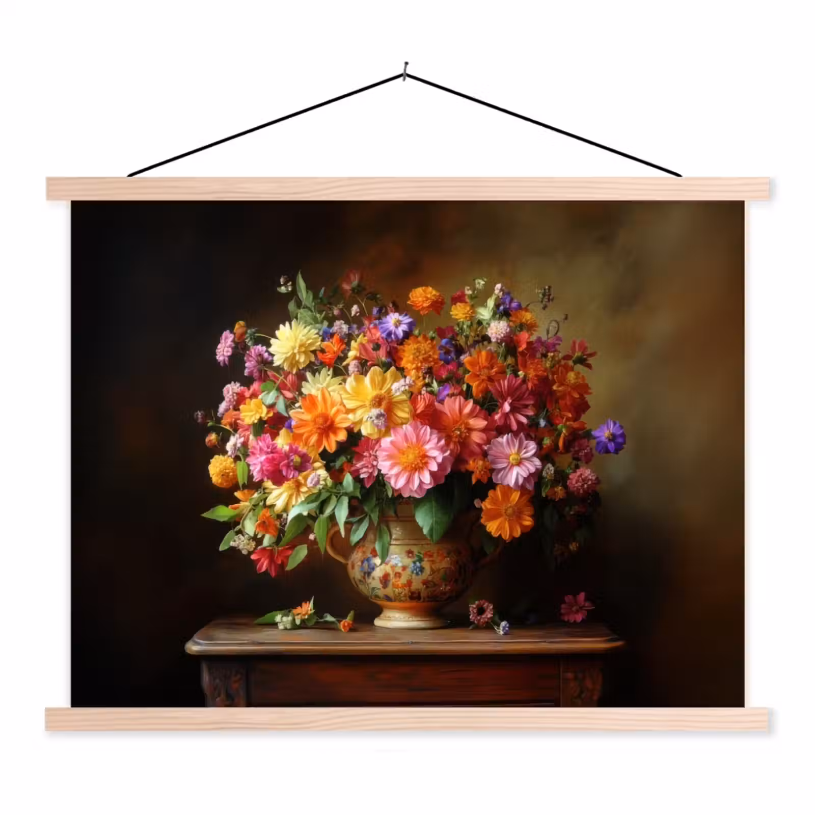 Schoolplaat - Kleuren - Boeket - Vaas - Hout — 1