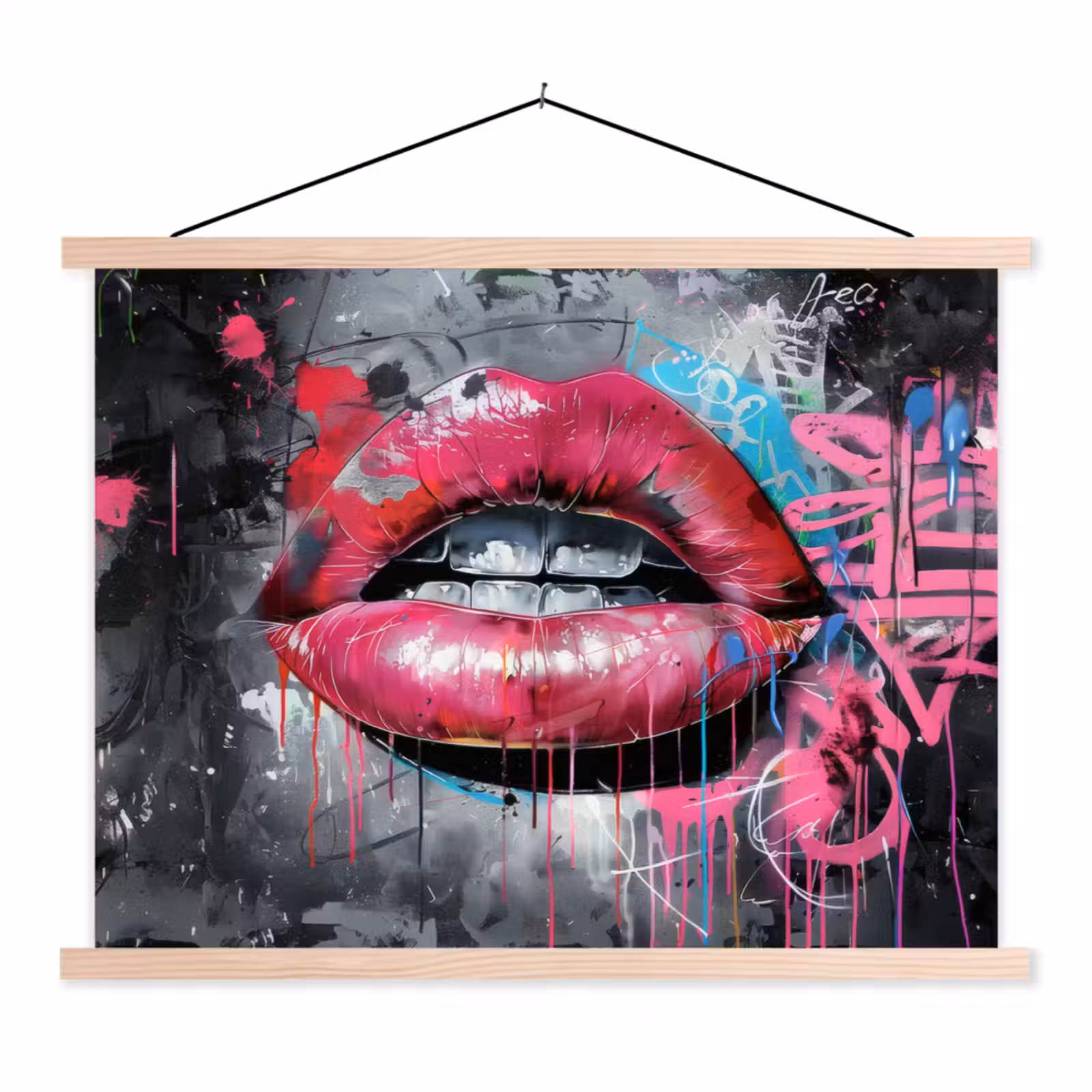 Schoolplaat - Lippen - Felroze - Graffiti - Verfstrepen — 1