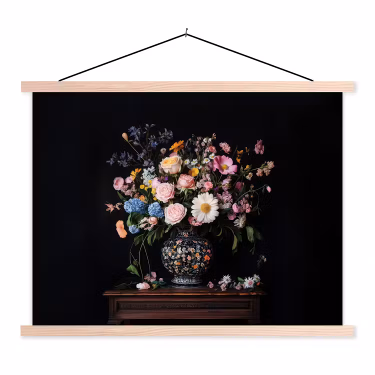 Schoolplaat - Bloemenvaas - Hout - Bloemen - Boeket — 1