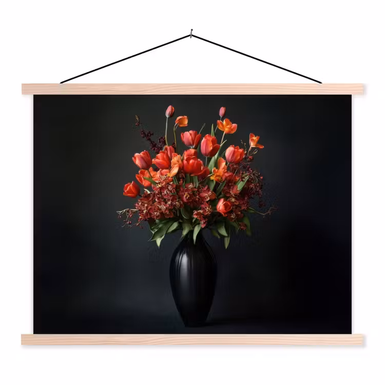 Schoolplaat - Boeket - Tulpen - Vaas - Rood — 1