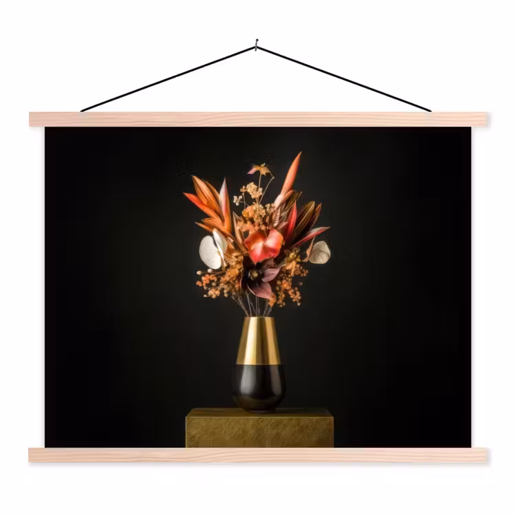 Schoolplaat - Exotisch - Boeket - Vaas - Goud — 1