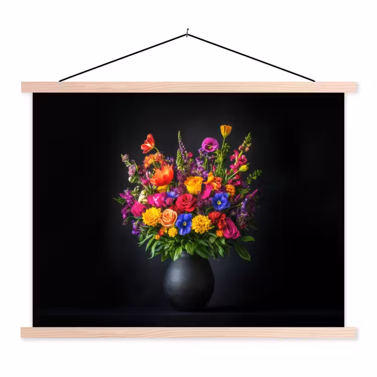 Schoolplaat - Felgekleurd - Bloemen - Vaas — 1