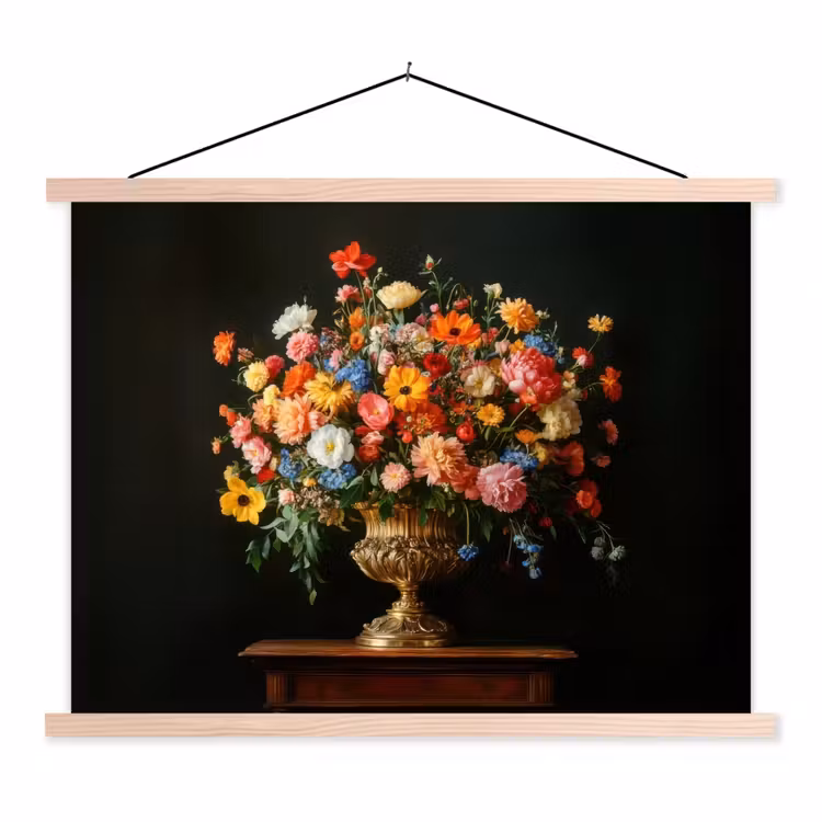 Schoolplaat - Goud - Bloemen - Kleuren - Vaas — 1