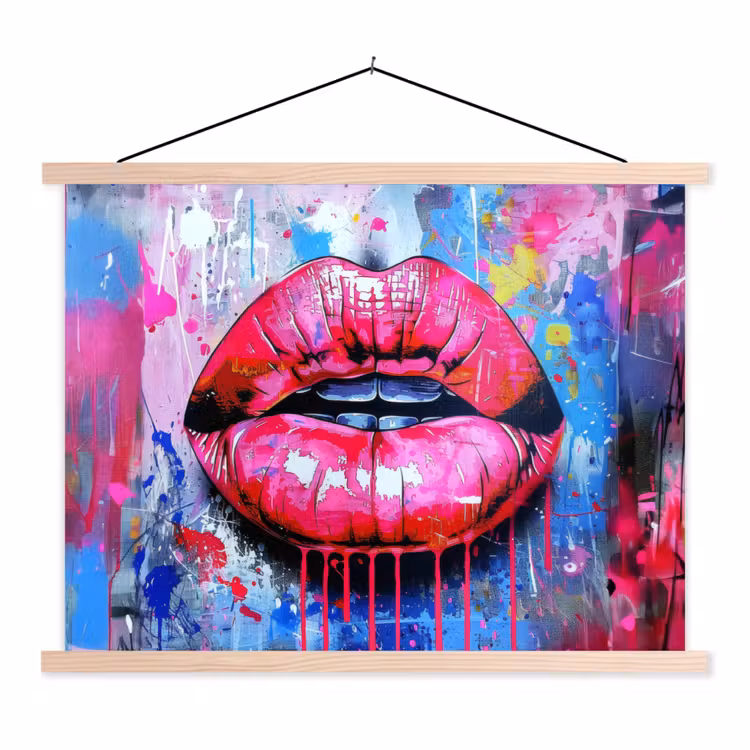 Schoolplaat - Graffiti - Lippen - Felroze - Geschilderd — 1