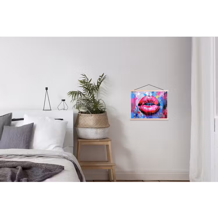 Schoolplaat - Graffiti - Lippen - Felroze - Geschilderd — 2