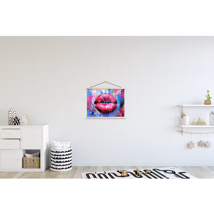 Schoolplaat - Graffiti - Lippen - Felroze - Geschilderd — 3