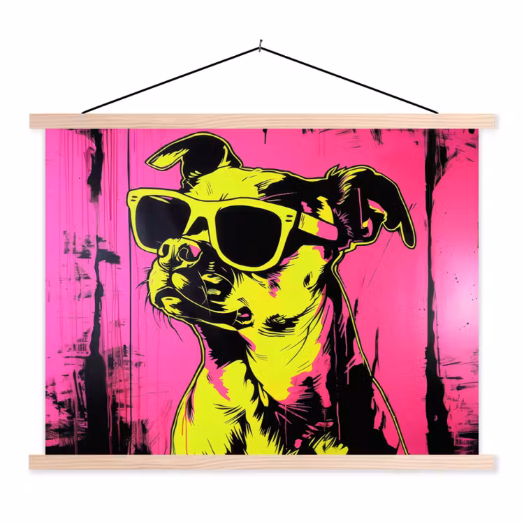 Schoolplaat - Hond - Zonnebril - Roze - Art — 1