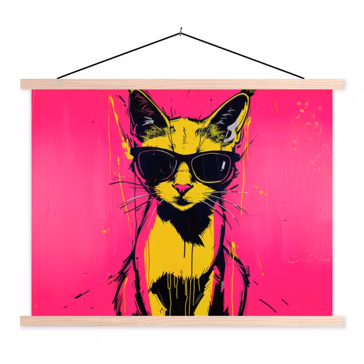 Schoolplaat - Kat - Art - Zonnebril - Roze — 1