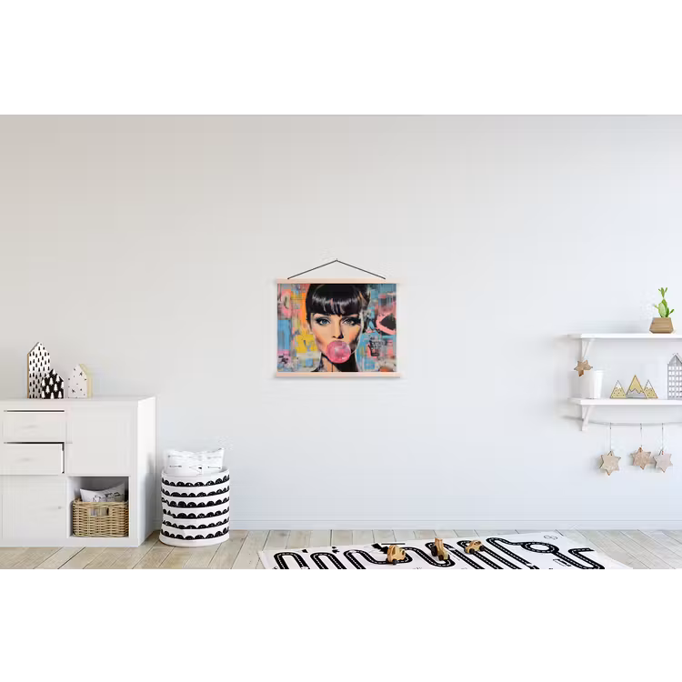 Schoolplaat - Kauwgom - Vrouw - Penseelstreken - Modern — 3