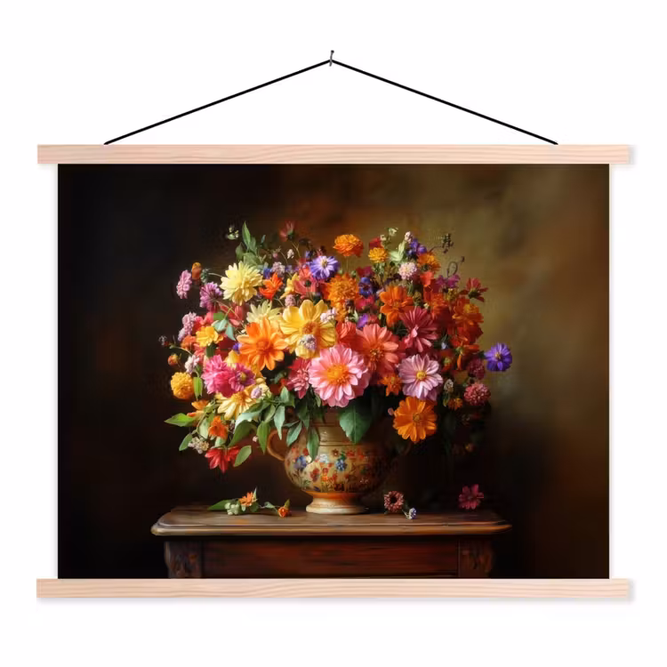 Schoolplaat - Kleuren - Boeket - Vaas - Hout — 1