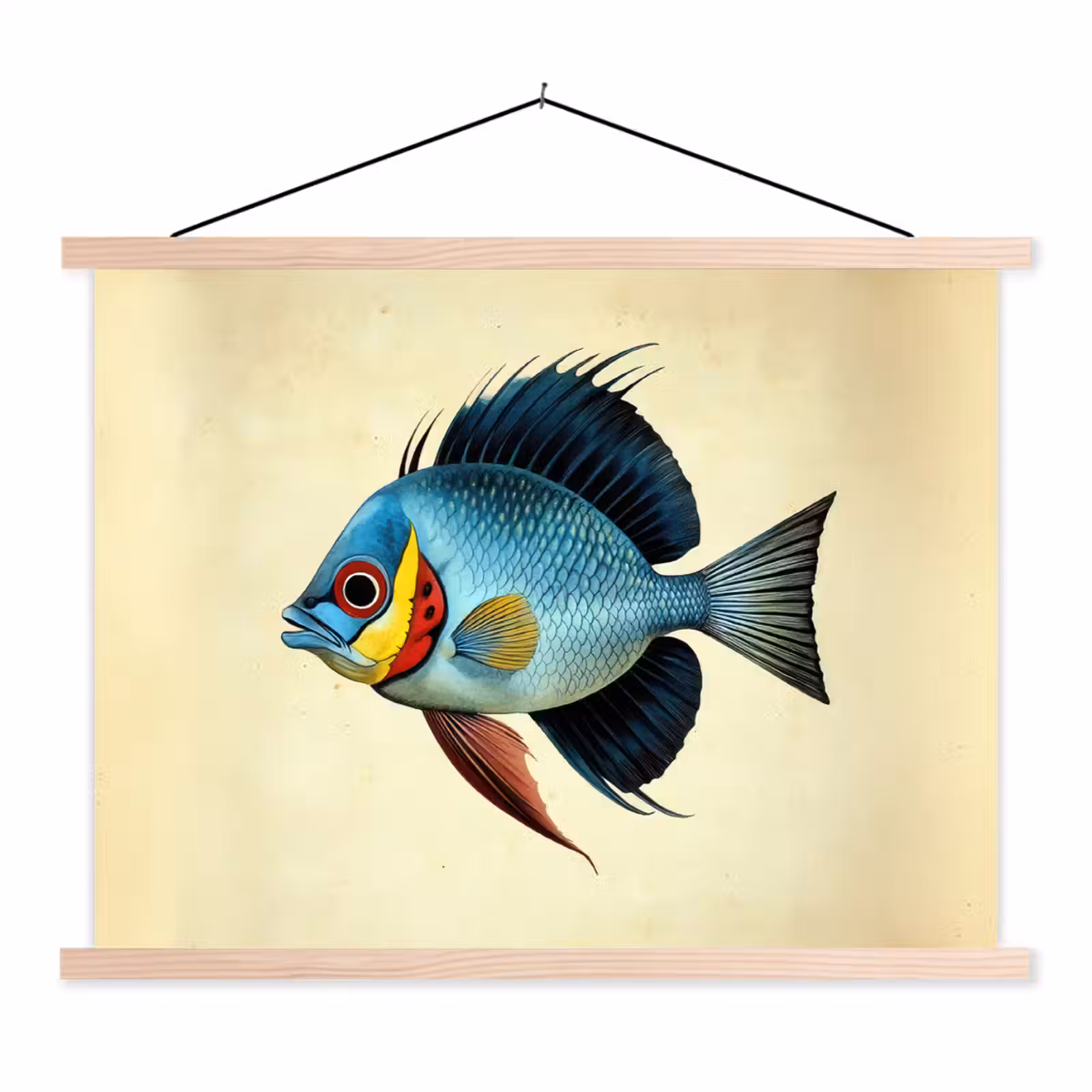 Schoolplaat - Blauw - Kieuwen - Vis - Illustratie — 1