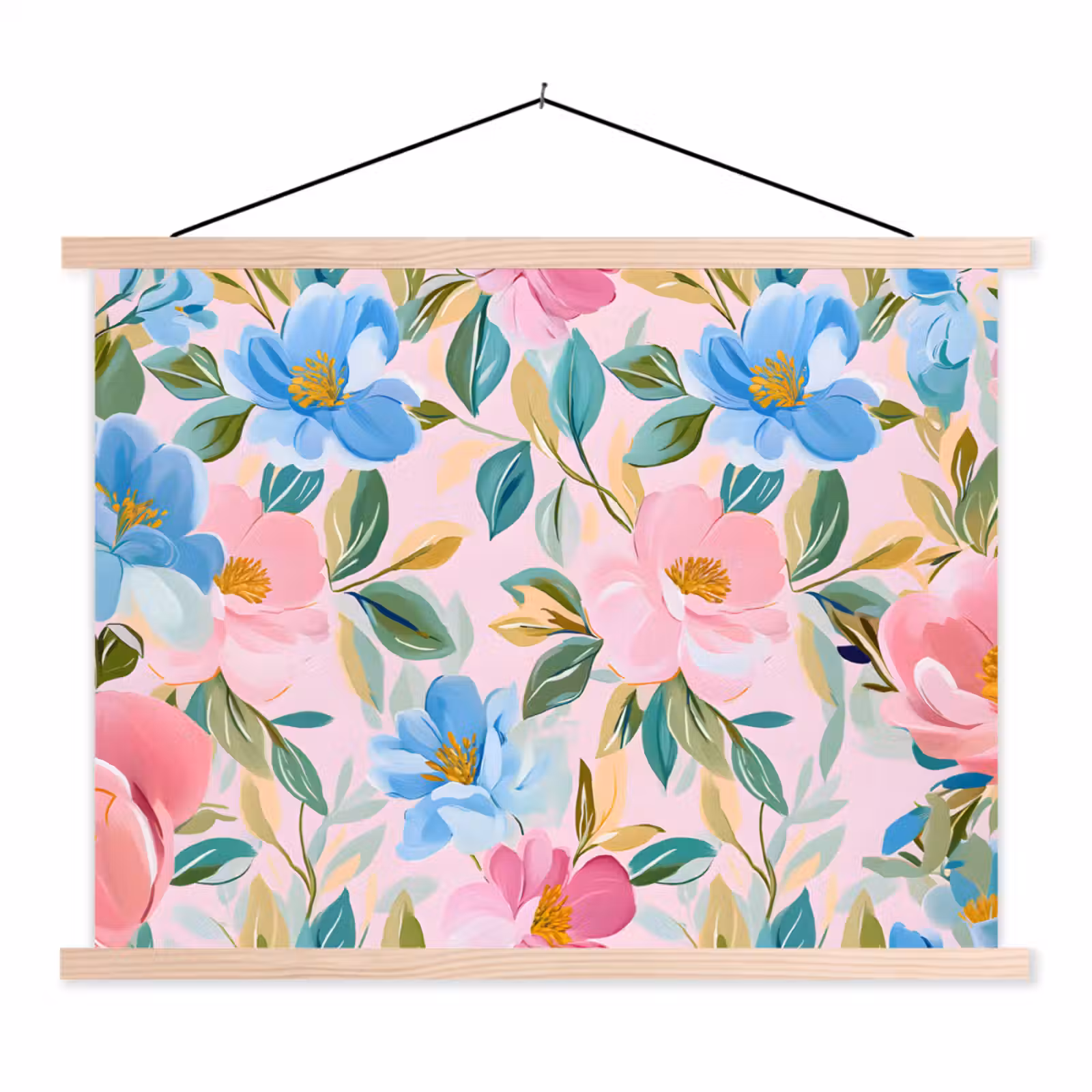 Schoolplaat - Blauw - Roze - Bloemen — 1