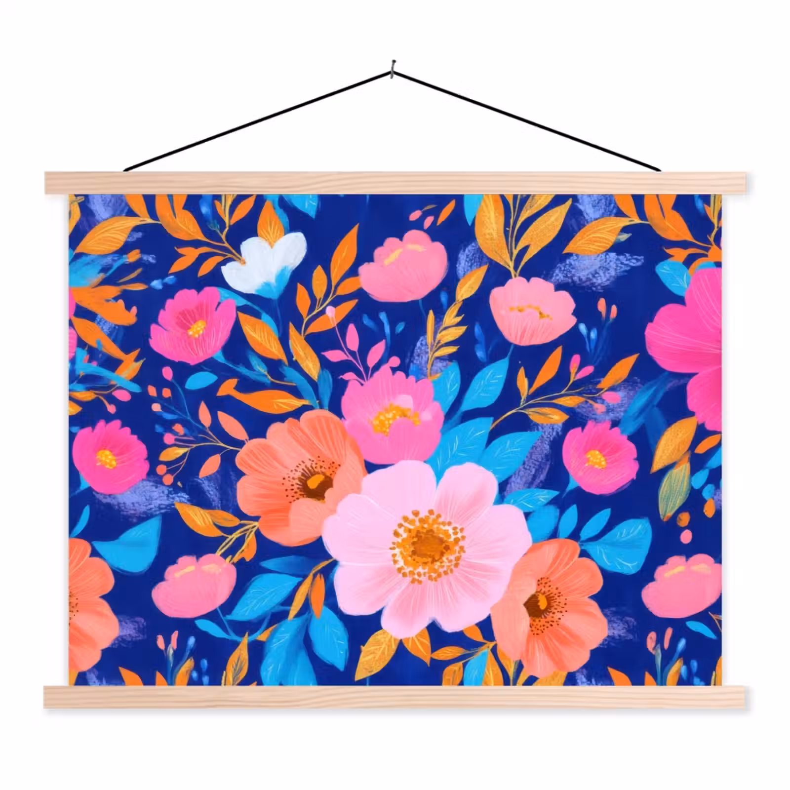 Schoolplaat - Bloemen - Blauw - Roze — 1
