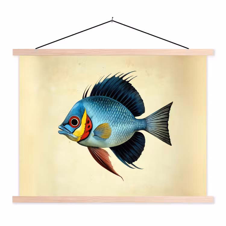 Schoolplaat - Blauw - Kieuwen - Vis - Illustratie — 1