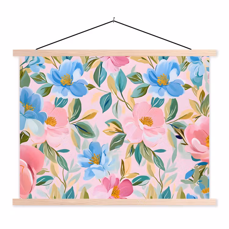 Schoolplaat - Blauw - Roze - Bloemen — 1