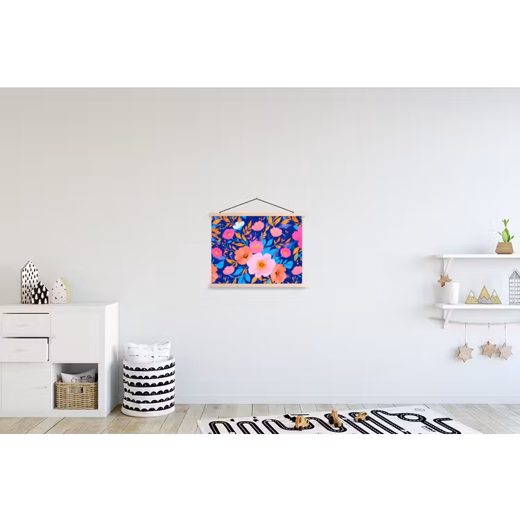Schoolplaat - Bloemen - Blauw - Roze — 3