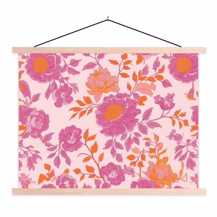 Schoolplaat - Bloemenpatroon - Roze - Oranje - Bloemen — 1
